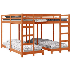 Dreifach Etagenbett 200x200 cm, Wachsbraun