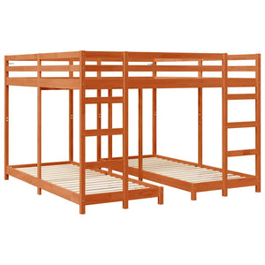 Dreifach Etagenbett 200x200 cm, Wachsbraun