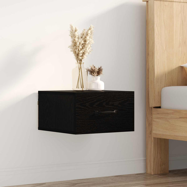 vidaXL Table de chevet Noir aspect chêne 35 x 35 x 20 cm Bois d'ingénierie