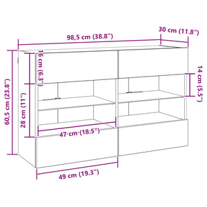 Meuble TV mural vidaXL en bois de récupération 98,5 x 30 x 60,5 cm en bois d'ingénierie