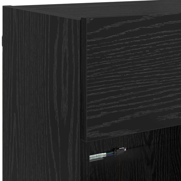 TV-Wandschrank mit LED, Schwarz Eiche