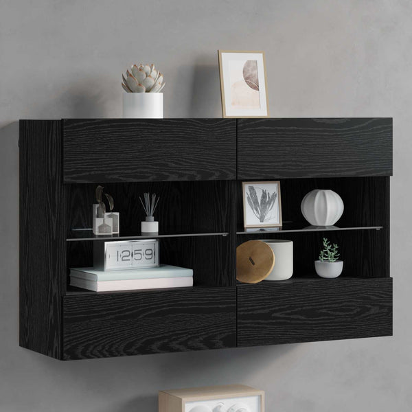 TV-Wandschrank mit LED, Schwarz Eiche