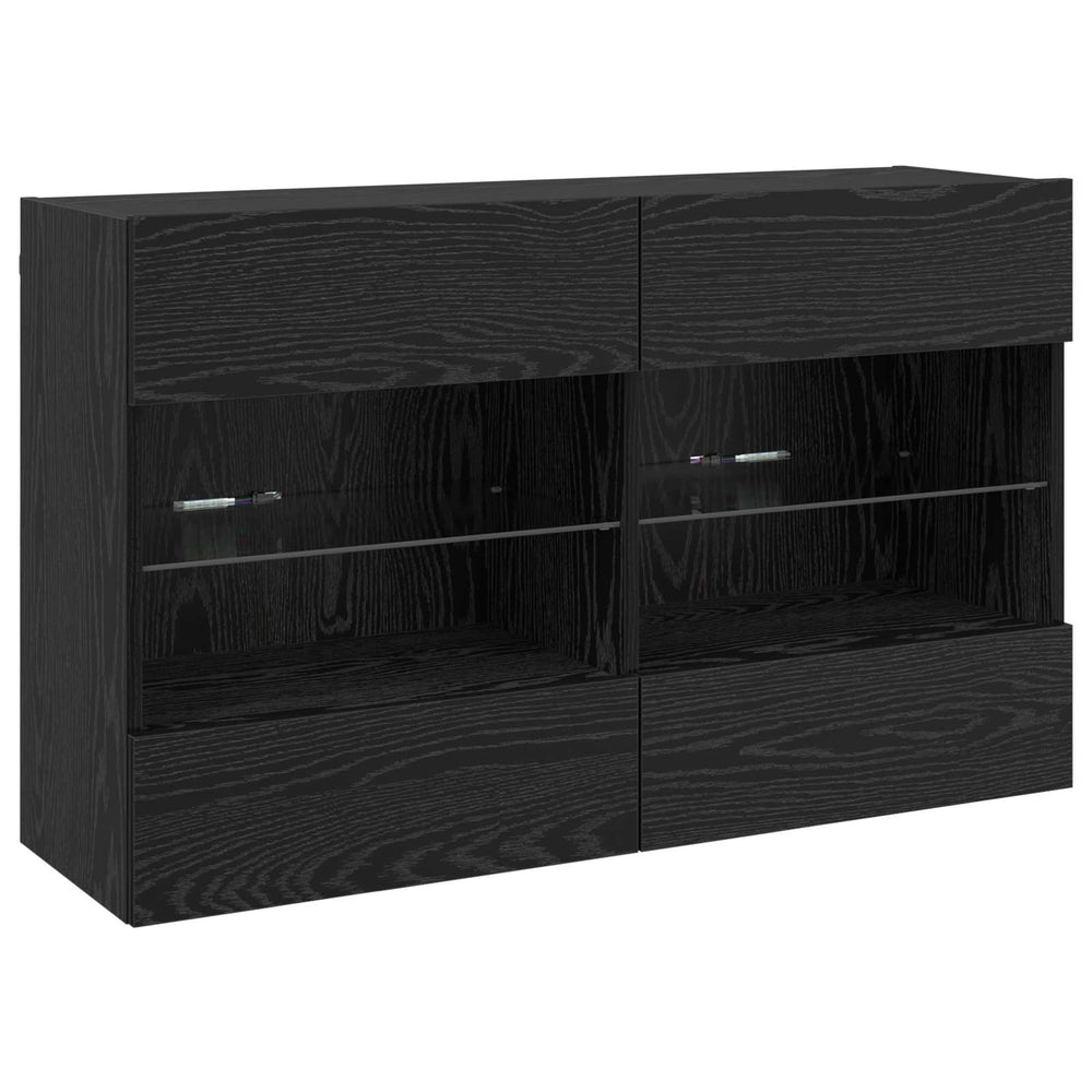 TV-Wandschrank mit LED, Schwarz Eiche