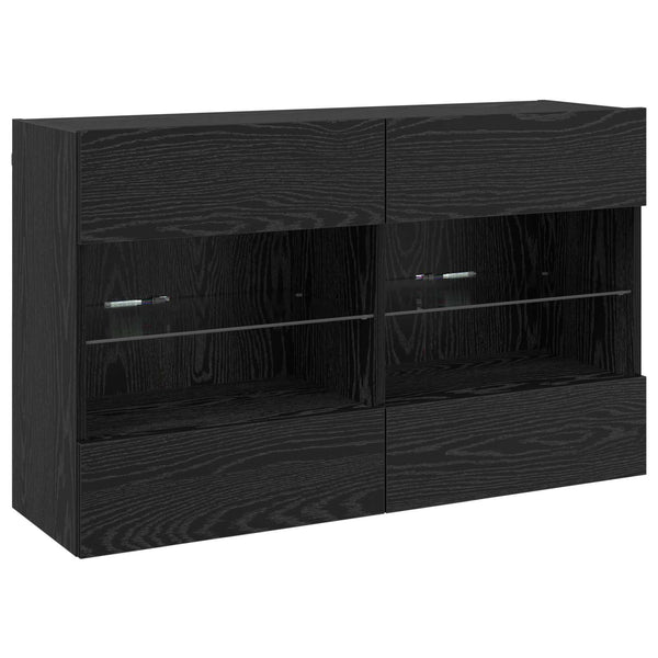 TV-Wandschrank mit LED, Schwarz Eiche