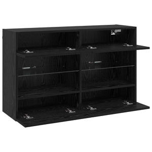 TV-Wandschrank mit LED, Schwarz Eiche