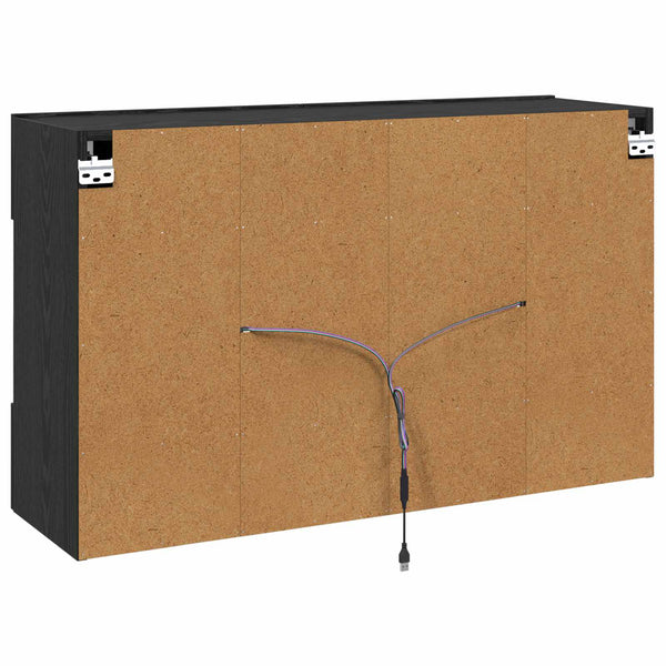 TV-Wandschrank mit LED, Schwarz Eiche