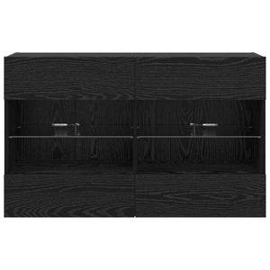 TV-Wandschrank mit LED, Schwarz Eiche