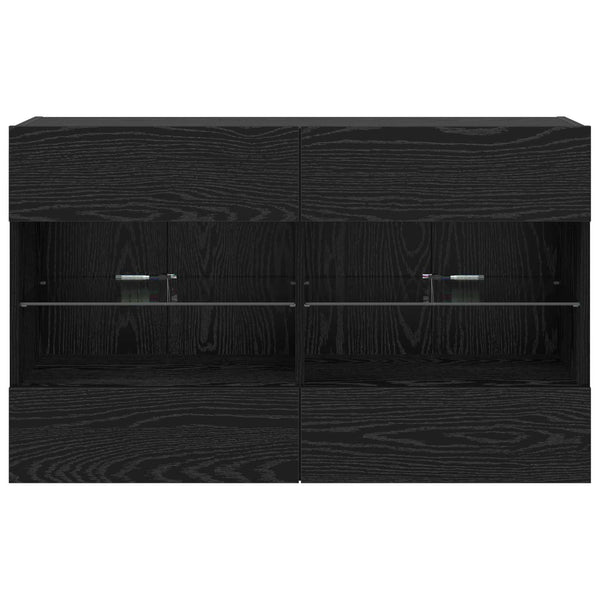 TV-Wandschrank mit LED, Schwarz Eiche