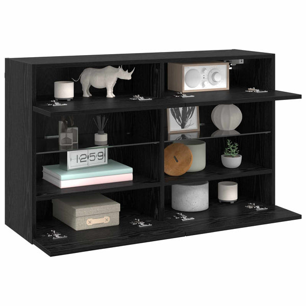 TV-Wandschrank mit LED, Schwarz Eiche