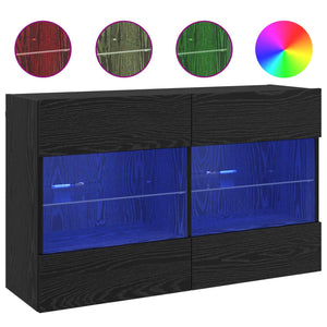 TV-Wandschrank mit LED, Schwarz Eiche