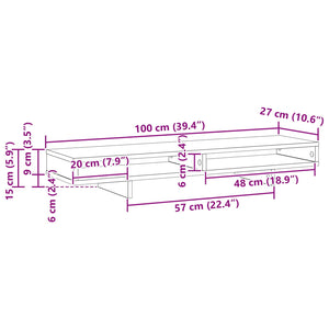 vidaXL Support de moniteur noir 100 x 27 x 15 cm, aggloméré