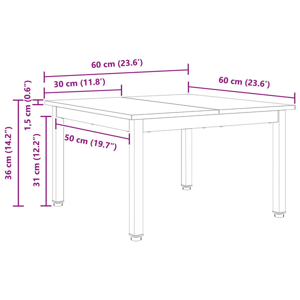 Couchtisch Kiefer Massivholz 60x60 cm