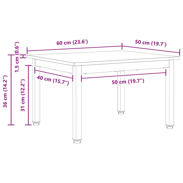 Couchtisch Kiefer Massivholz 60x50 cm