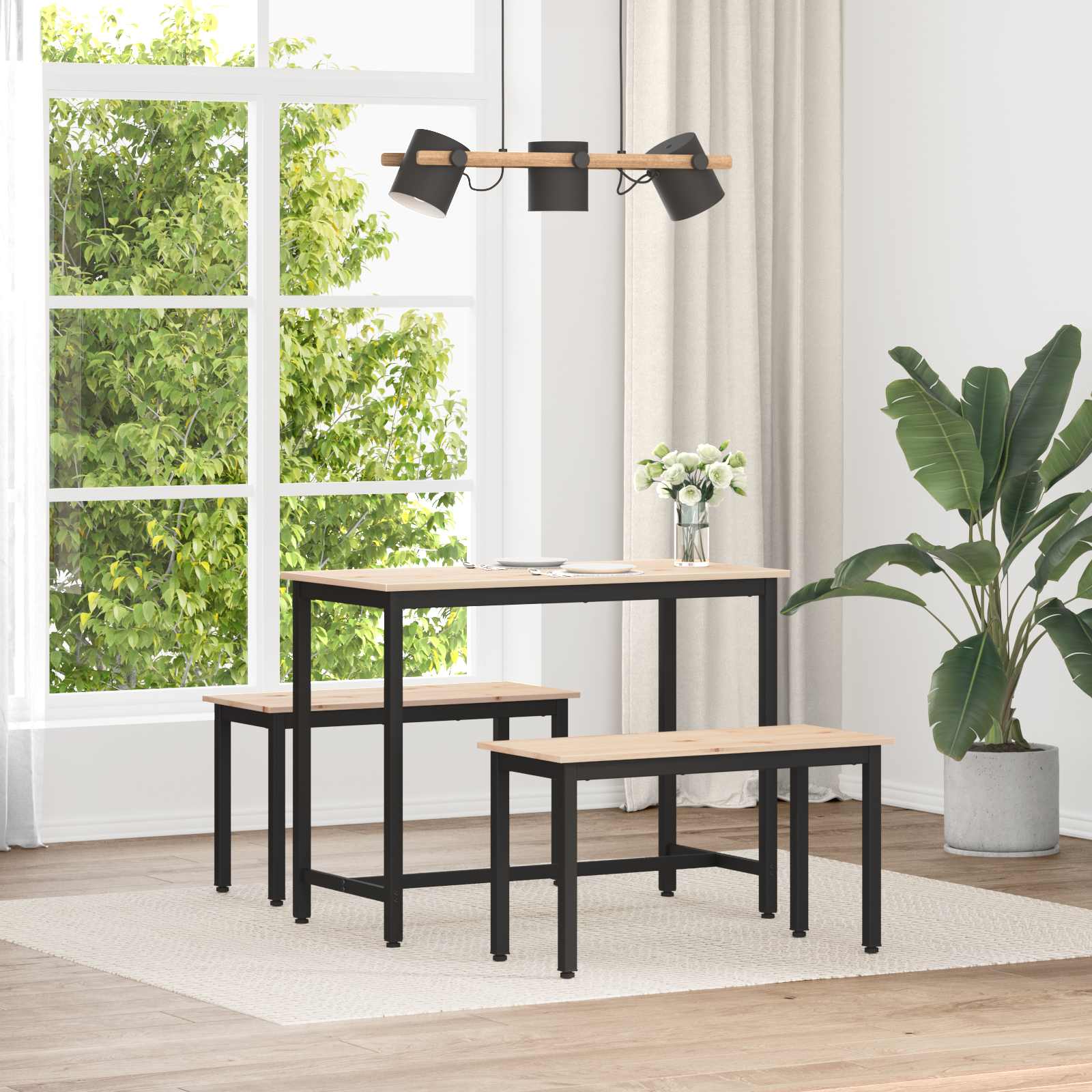 Massive Kiefernholz Bank, Natur, 80 cm