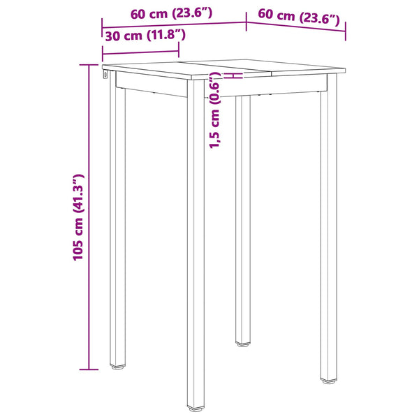 Bartisch Kiefer Massivholz 60x60 cm