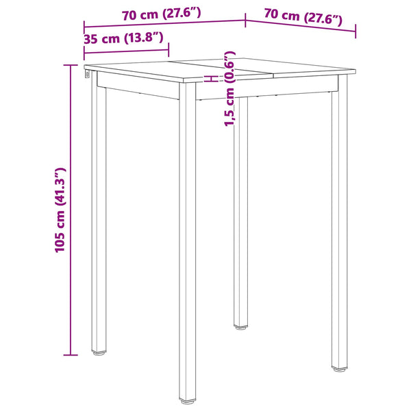 Bartisch Kiefer Massivholz 70x70 cm
