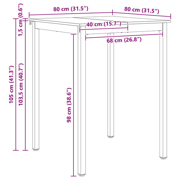 Bartisch Kiefer Massivholz 80x80 cm