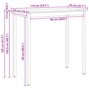 Bartisch Kiefer Massivholz 110cm