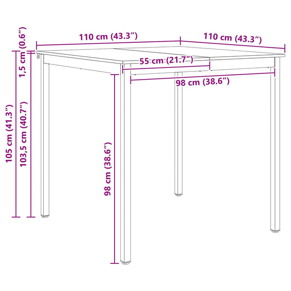 Bartisch Kiefer Massivholz 110x110 cm