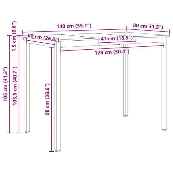 Bartisch Kiefer Massivholz 140x80 cm