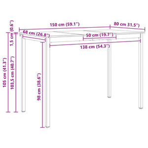 Bartisch Kiefer Massivholz 150 cm