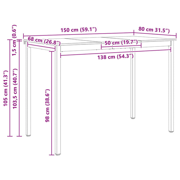 Bartisch Kiefer Massivholz 150 cm