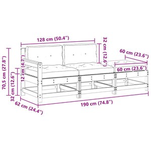 Modulares Gartensofa Wachsbraun 190cm