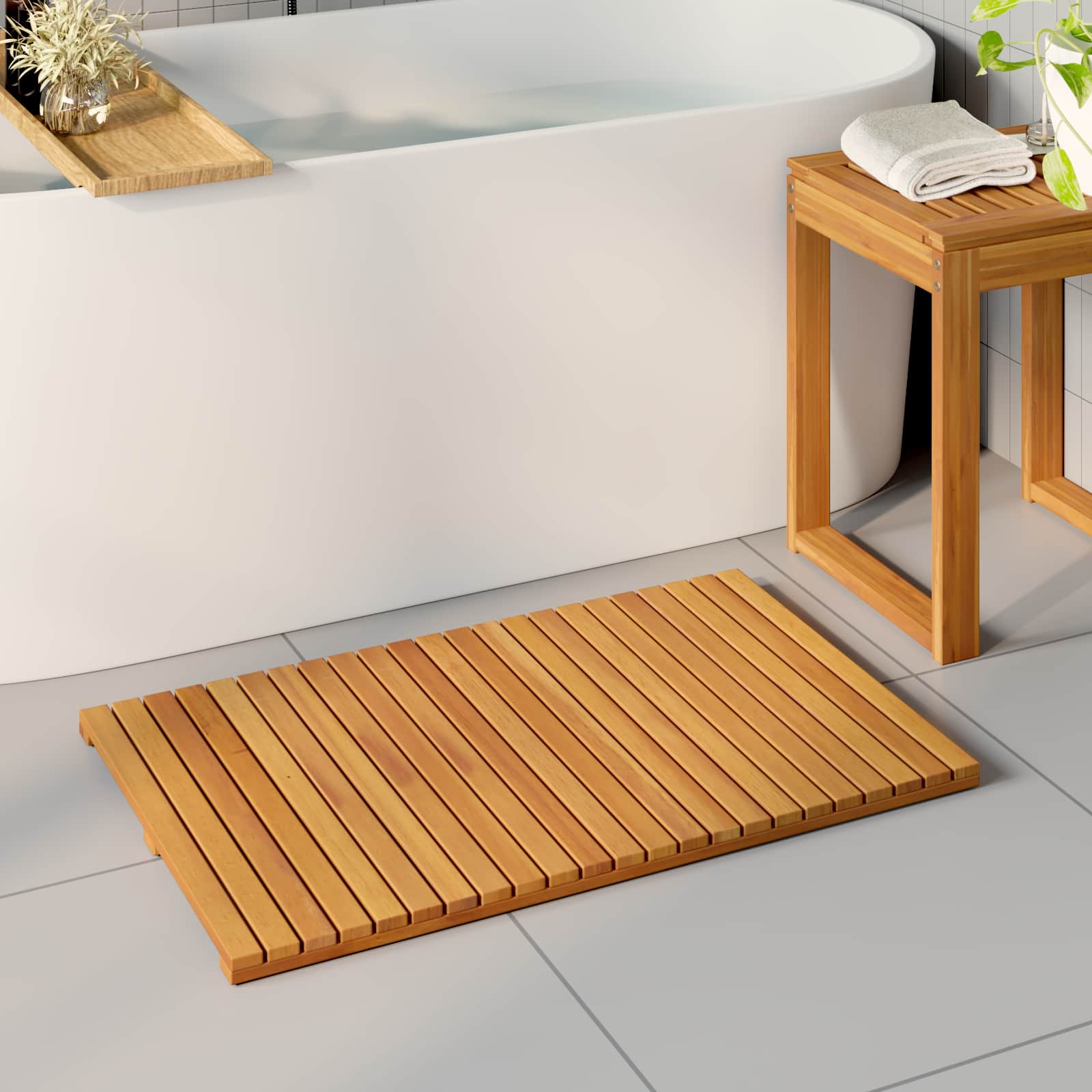 Holz Badematte Braun 80x50 cm