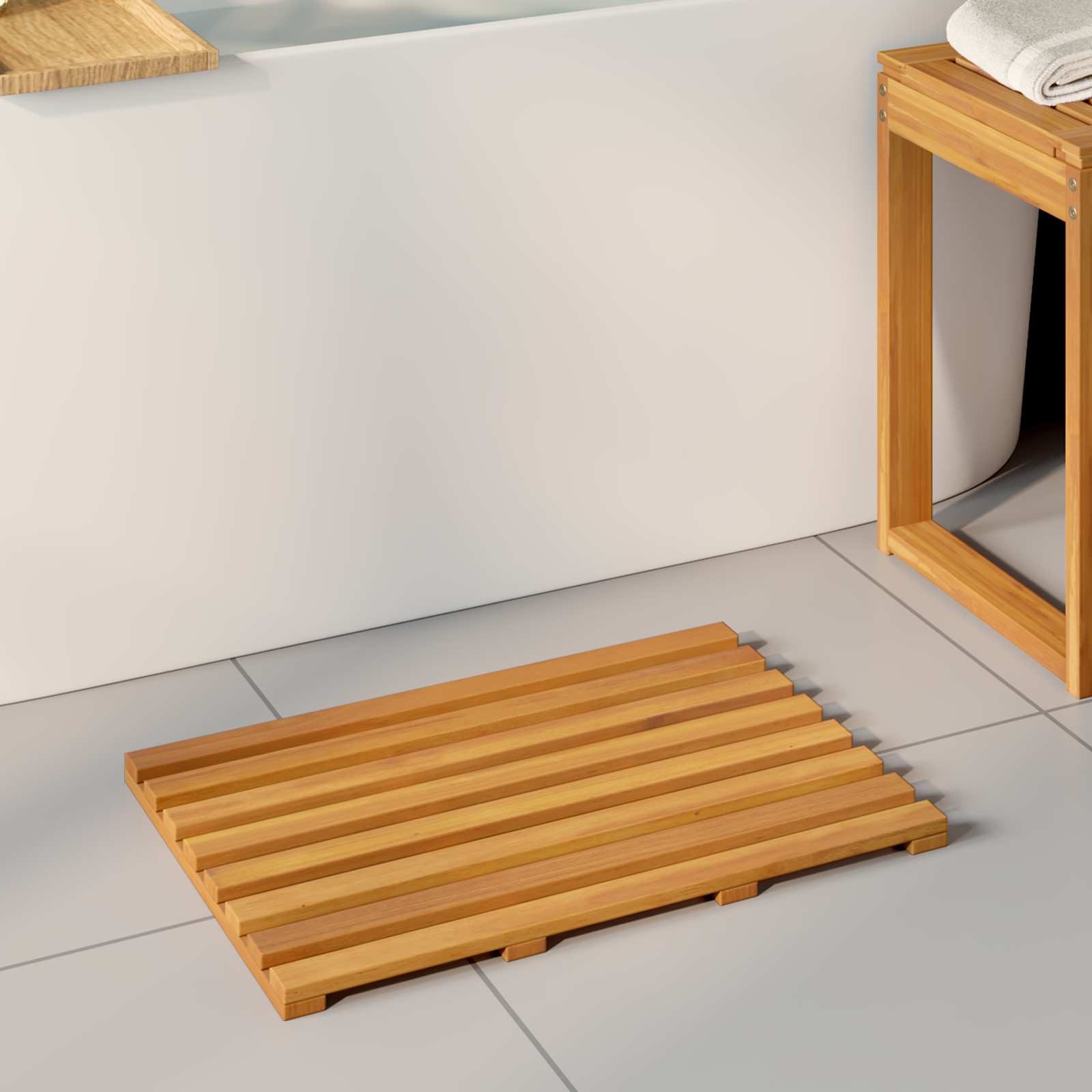 Holz Badematte Braun 56x37cm