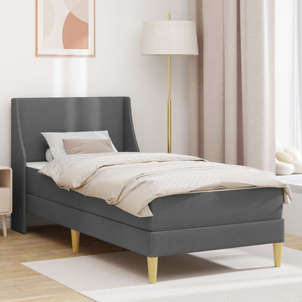 Bettgestell mit Matratze Dunkelgrau 90x200 cm