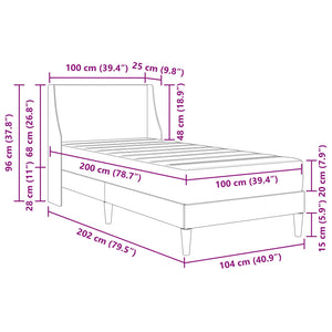 Bettgestell mit Matratze Hellgrau 100x200 cm