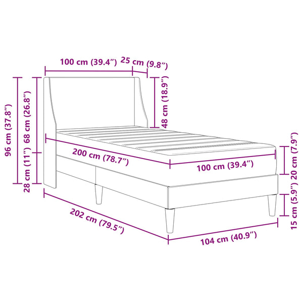 Bettgestell mit Matratze Hellgrau 100x200 cm