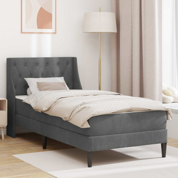 Dunkelgraues Samt Bett mit Matratze 80x200