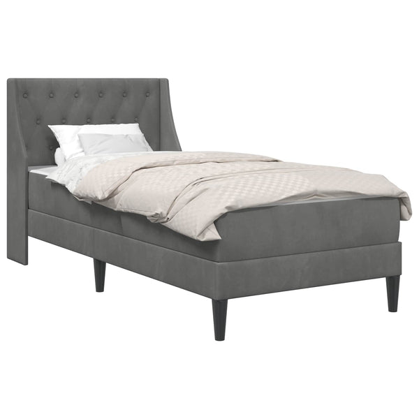 Dunkelgraues Samt Bett mit Matratze 80x200