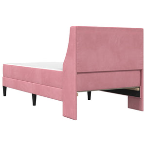 Rosa Samt Bettgestell mit Matratze 80x200 cm
