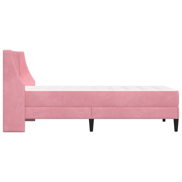 Rosa Samt Bettgestell mit Matratze 80x200 cm