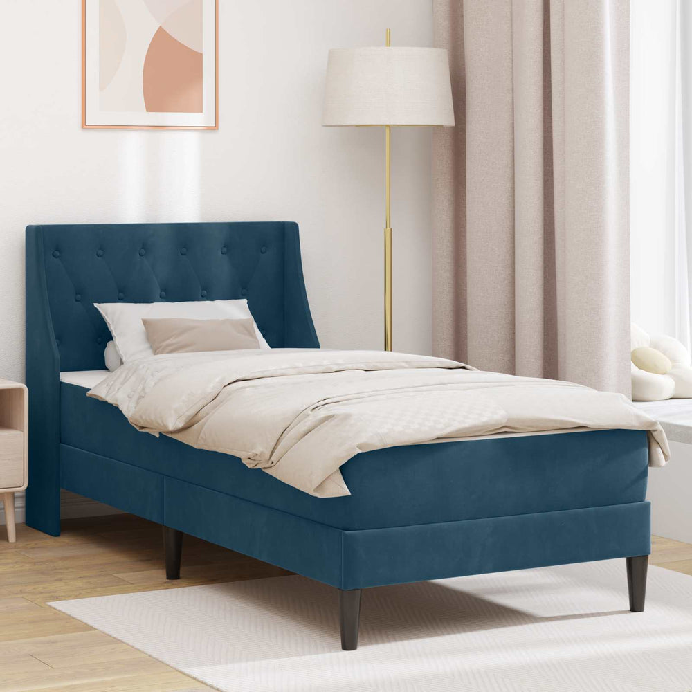 Bettgestell mit Matratze Blau 80x200 cm Samt