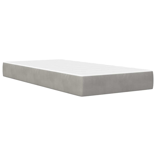 Bettgestell mit Matratze Hellgrau Samt 90x190 cm