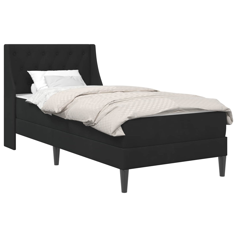 Schwarzes Samt-Bettgestell mit Matratze 90x190 cm