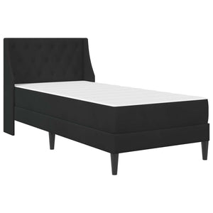 Schwarzes Samt-Bettgestell mit Matratze 90x190 cm