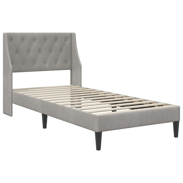 Bettgestell mit Matratze Hellgrau Samt 90x200 cm