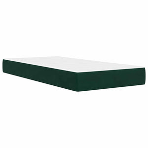Dunkelgrünes Samt-Bett mit Matratze 90x200 cm