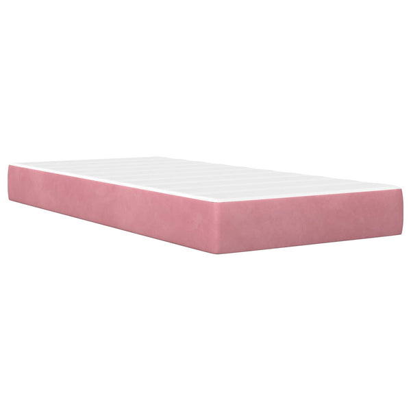 Rosa Samt Bett mit Matratze 90x200 cm