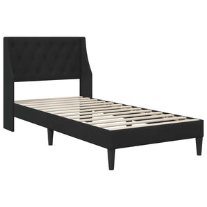 Schwarzes Samt Bettgestell mit Matratze 90x200 cm