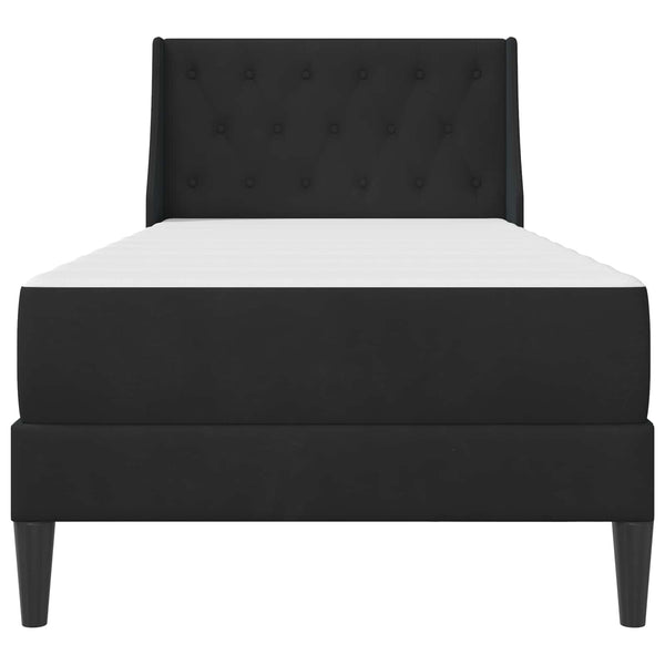 Schwarzes Samt Bettgestell mit Matratze 90x200 cm