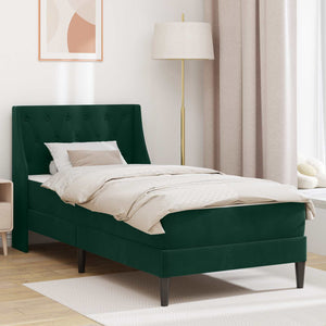 Dunkelgrünes Samt Bett mit Matratze 100x200