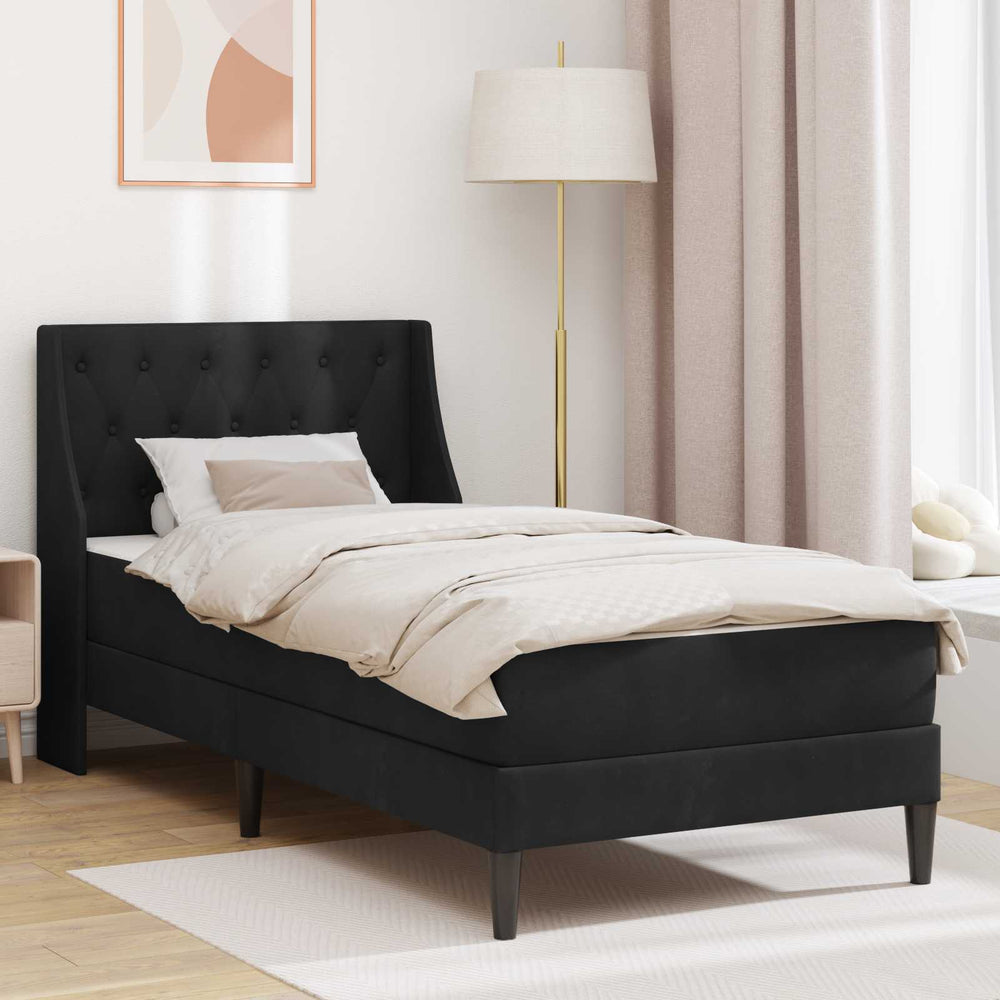 vidaXL Cadre de lit avec matelas avec matelas Noir 100 x 200 cm Velours