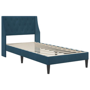Bettgestell mit Matratze Blau Samt 100x200 cm