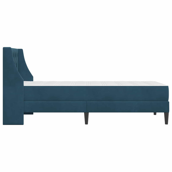 Bettgestell mit Matratze Blau Samt 100x200 cm
