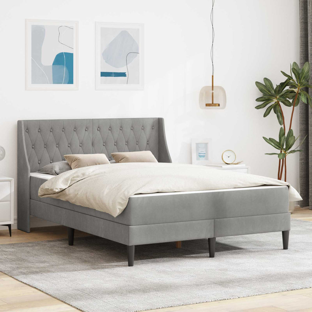 vidaXL Cadre de lit avec matelas Velours gris clair 120 x 190 cm